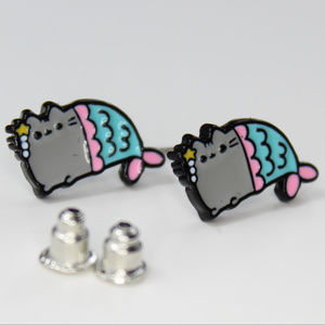 Pusheen the Mermaid Cat Stud Earrings
